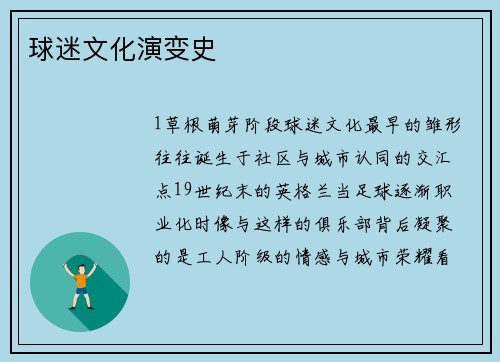 球迷文化演变史